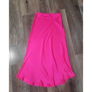 Steve‎ Madden Hot Pink Women's Long Satin Skirt size XS #14